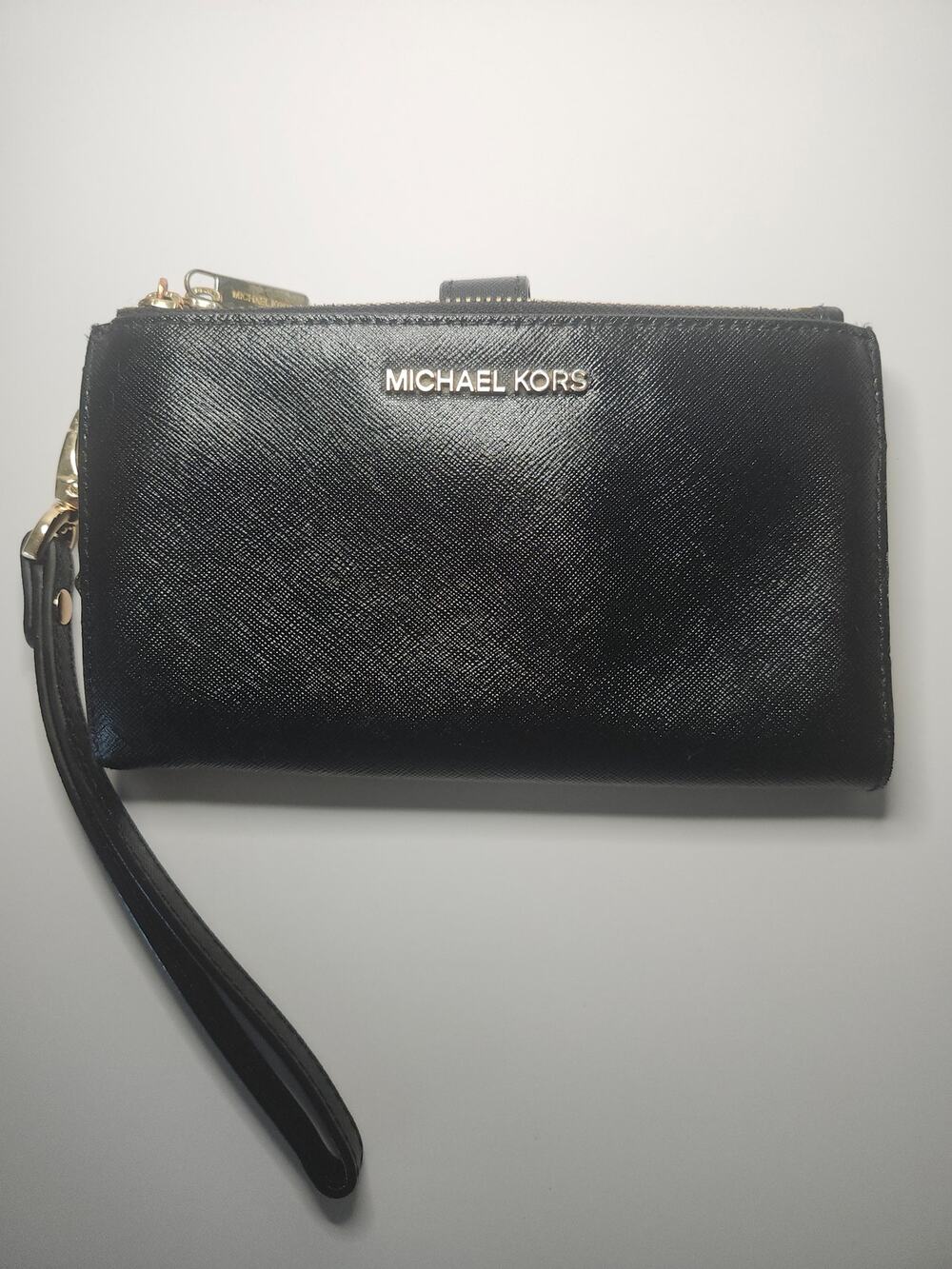Michael Kors Jet Set Double Zip Wristlet Wallet Jet Black Saffiano Leather